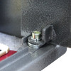 Close up of hinges on phoenix vela security electronic lock showing metal joint and screw connections