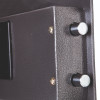 Close up of locking bolts on the phoenix vela security electronic lock showing metal pins and textured surface