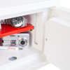 Open door close up of phoenix fortress 1181 security safe electronic lock showing contents inside