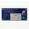 informational panel on phoenix fortress 1184 security safe key lock showing certification details and security level S2