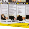 Electric shock resuscitation poster showing the bottom section with recovery steps and emergency contact numbers