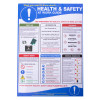 health safety at work guide poster front view showing sections on first aid safety signs protective equipment and manual handling