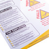 Close-up of a preventing slips trips and falls poster showing safety tips and warning signs in black and yellow text
