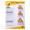 Front view of the preventing slips trips and falls poster showing safety symbols and text information