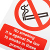 Closeup of Rbprs26Wsa No Smoking Self Adhesive Sign showing no smoking symbol and warning text