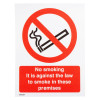 Image of the Rbprs26Wsa No Smoking Self Adhesive Sign Front showing a no smoking symbol with text on a white background