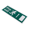 angled fire exit sign eec directive up rigid plastic showing running figure and arrow pointing up