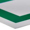Close-up view of the edge of the fire exit sign eec directive up rigid plastic showing its thickness and corner design