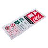 angled white rigid plastic co2 extinguisher id sign with safety and usage instructions in colour