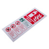 angled view of a water id sign printed on white rigid plastic showing safety icons and text