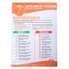 Front view of safe use of ladders poster showing safety tips organised into right and wrong sections