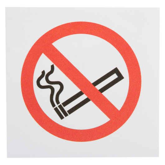 no smoking self adheseive vinyl sign showing a smoking cigarette crossed out with a red circle