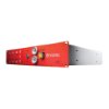 angled view of redetec rack mount fire supression unit with red front panel and visible gauges and buttons