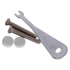 elksfp emergency lighting test and key with two screws and two white fixings on a white background