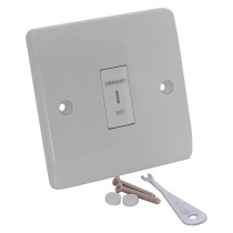 elksfp emergency lighting test key switch front plate with key, screws and fixings shown on a white background