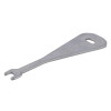 angled view of an elksk emergency lighting test key switch made of metal with a flat handle and forked end