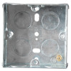 Rlelksbb Emergency Lighting Test Key Switch Back Box Front showing a square metal mounting box with knockout holes and screw points