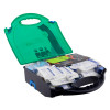 bs8599 1 catering first aid kit large with open green lid showing internal contents including bandages and medical supplies