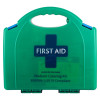 Green Rmcatkitgid Bs8599 Compliant Glow In The Dark Catering First Aid Kit front view with handle and blue cross symbol