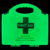 Glowing green Rmcatkitgid Bs8599 Compliant Glow In The Dark Catering First Aid Kit with handle and first aid cross symbol