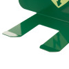 Close-up detail of the green metal mediana hearton a15 defibrillator wall bracket showing its mounting arms