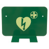 mediana hearton a15 defibrillator wall bracket showing front with heart and lightning bolt symbol on green panel