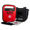 Parts included in the mediana hearton a15 defibrillator semi automatic soft pouch showing device pouch strap and manual