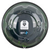 rotaid solid plus defibrillator cabinet alarm showing front view with black circular design and defibrillator logo in centre