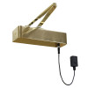 Rut24Ehdcpb Rutland Responder Electromagnetic Polished Brass Door Closer showing front view with arm and cable attached