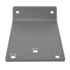 Silver bracket for rutland overhead door closer with five holes for fixing shown from a front angle