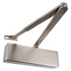 Rutland door closer satin finish with a square body and angled arm in brushed metal effect