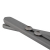Closeup of the arm on a rutland overhead door closer in satin nickel finish