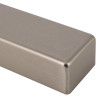 Closeup view of the satin nickel cover of the rutland overhead door closer showing its smooth brushed finish