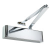 Polished stainless steel Rut9205Dabcpss Rutland Ts9205 overhead door closer shown on a white background