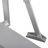 Close-up of the Rutland TS9205DABC overhead door closer arm and mounting bracket, showing the articulated linkage and fixing points in a silver finish.