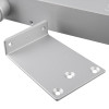 Silver mounting plate accessory for the Rutland TS9205DABC overhead door closer, shown in close-up with pre-drilled fixing holes and an angled bracket design for secure installation.