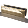 Image showing the Rutland Letterplate with shiny gold finish and 30 minute intumescent strips laid out in front