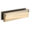 Rutrlppb Rutrlpik60 Rutland letterplate with 60 minute intumescent angled gold finish shown from side angle