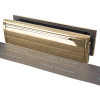 Rutland Letterplate in a polished brass finish shown with 60 minute intumescent strips