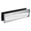 Image of Rutrlppn Rutrlpik60 Rutland Letterplate with a shiny angled chrome finish and black frame