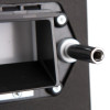 Close-up of the black metal section and fixing screw of the Rutrlpw Rutrlpik60 Rutland Letterplate With 60 Minute Intumescent Fixing