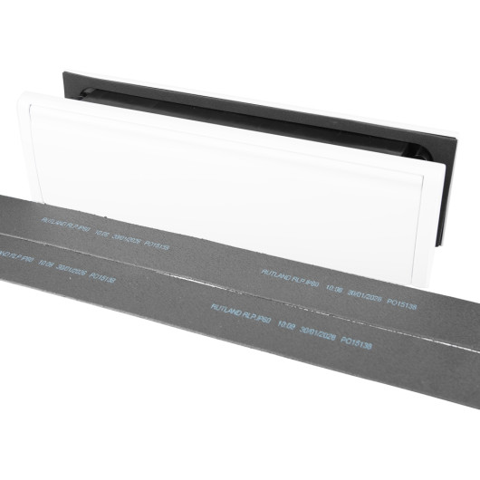 Rutland Letterplate in a white finish shown with 60 minute intumescent strips