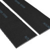 Close-up of two black Rutrplpik60 Rutland Letterplate Intumescent Strips 60 Minute Angled showing texture and printed text