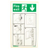 Image of Safwlsign Wall Sign Front showing fire exit instructions with diagrams for operation and escape route
