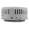 Side view of an attached smoke alarm using the magnetic alarm mounting kit showing the mounting base and alarm unit