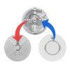 660mbx push replacement smoke alarm showing a wiring base with coloured arrows pointing to front cover and sensor unit