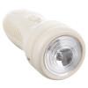 3 in 1 led emergency torch night light showing the front with clear lens and beige casing