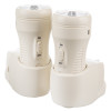 Front view of the 3 in 1 led emergency torch night twin pack showing two white torches in their charging bases