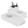 auraglow night light and emergency torch shown with a UK plug holder in white plastic casing