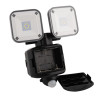 auraglow cyrus hybrid twin led security light showing the battery box open with empty battery compartment